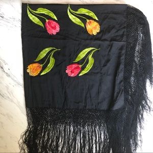 Black shawl/pashmina with fringe